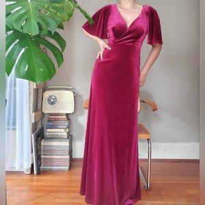 Double V Neck Velvet Party Dress
